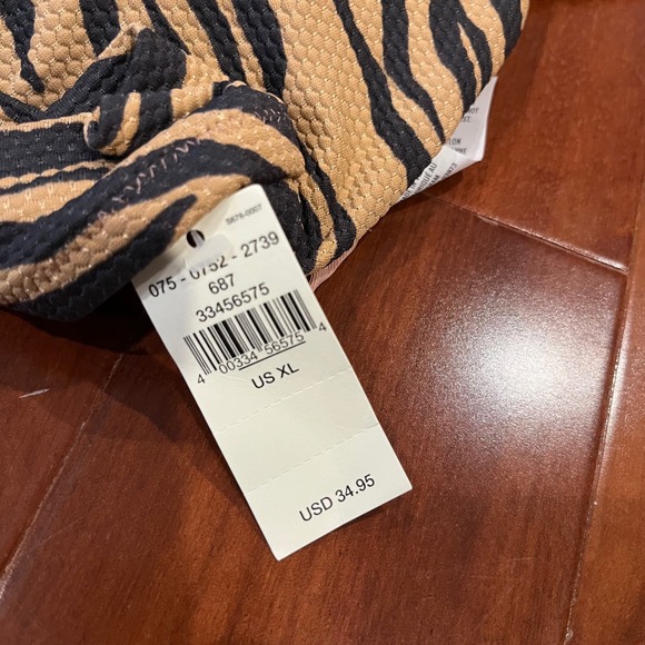 Aerie Tiger Bikini Swim Top Animal Print Triangle Tan Brown Textured New Size XL - Picture 2 of 4